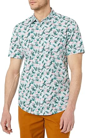 Amazon Essentials Men's Slim-Fit Short-Sleeve Print Shirt