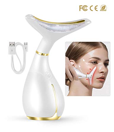 Ms.W Face Massager Anti Wrinkle, 45℃ ± 5℃ Magnetic Heat High Frequency Vibration Anti Aging Facial Massager for Face Neck Wrinkles Reducing & Skin Lifting, USB Rechargeable Skin Care Device