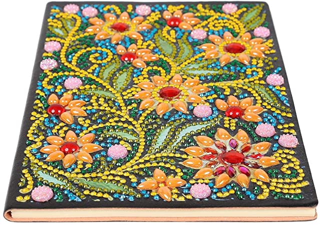 50 Pages 5D Diamond Painting Notebook DIY Flower Colorful Special Shaped Diamond Embroidery Cross Stitch A5 Office Sketchbook with Diamond Painting Tool (FL-002)