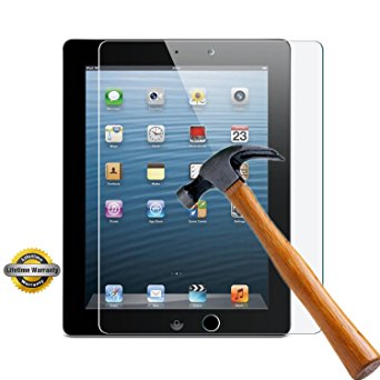 iPad 2 3 4 Screen Protector, SOOYO(TM) Premium Tempered Glass Screen Protector (99% Clarity/Shatter-Proof/Bubble Free/Anti-Glare) for Apple iPad 2,iPad 3,iPad 4 (9.7 Inch])[Lifetime Warranty]-[1Pack]