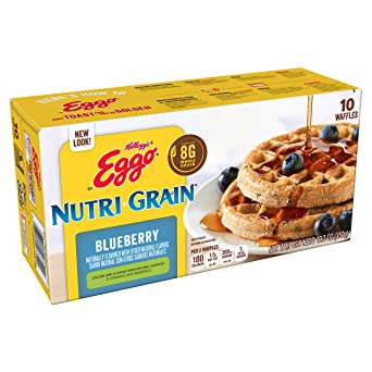 Kellogg’s Eggo Nutri-Grain Blueberry Waffles – Frozen Breakfast Food Made Easy, 12.3 oz Box (10 Count)