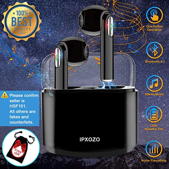 Wireless Earbuds,Bluetooth Earbuds Stereo Wireless Headphones Mini Wireless Earbuds with Microphone in Ear Earphones Sports Earpieces Compatible iPhone X 8 Plus 7 6 iOS Samsung Android Phones (Black)