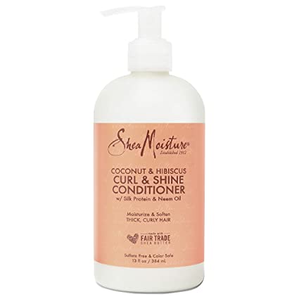 SheaMoisture Curl and Shine Conditioner for Thick, Curly Hair Coconut and Hibiscus to Restore and Smooth Dry Hair 13 oz