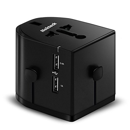 Nekteck Universal International Travel Power Adapter / Worldwide Wall Charger with 3.4A Dual USB Ports for USA EU UK AUS and More