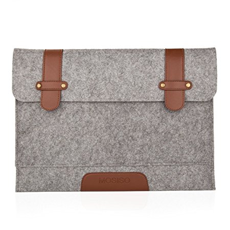 Mosiso Felt 15.4 Inch Sleeve Case Cover Laptop Bag for 15" MacBook Pro with Retina Display, Compatible with Most 13 Inch Ultrabook Netbook, Gray