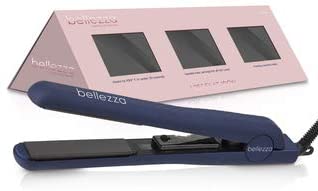 Bellezza Lumino 1.25-Inch Hair Straightener Professional 100% Ceramic Plates Flat Iron with Adjustable Heat Settings - Dual Voltage Hair Straightening Iron - Planchas De Cabello (Navy Blue)