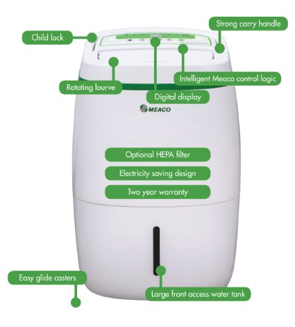 Meaco Platinum 20 Litre Low Energy Dehumidifier for up to 5 bed house with Digital Display and 2 Years Warranty