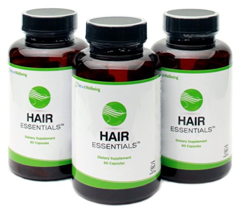 Hair Essentials Natural Herbs and Vitamins Hair Growth Supplement for Women and Men, 270 Count