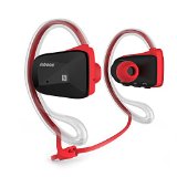 Jabees BSport Bluetooth Headphones V41 Sweat Proof Waterproof Sport Earbuds for Running Earphones Wireless Headphones with Microphone Nfc Aptx and Earloops Earphones for iPhone 6S Plus- Red