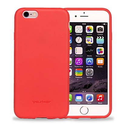Yesker iPhone 6s plus Case iPhone 6 plus Case Slim Smooth Premium Durable Soft Rubber Silicone Gel back Case Cove - Red