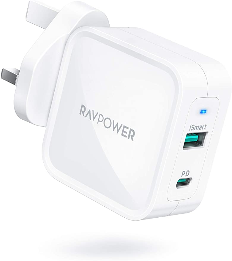 RAVPower USB C Charger, 65W PD Charger [GaN Power Tech] Dual Port Wall Charger Adapter for MacBook Pro/iPad Pro/Nintendo Switch/Pixel, iPhone 11/Pro/Max/X/XS/XR/8, Galaxy S9/S9 /S10/S10 / NOTE 10/10