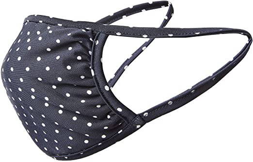 Tart Collections Fabric Face Mask, Comfortable Non-Elastic Ear Loops, Washable and Reusable, Unisex, Made in USA, Navy/White Polka Dot