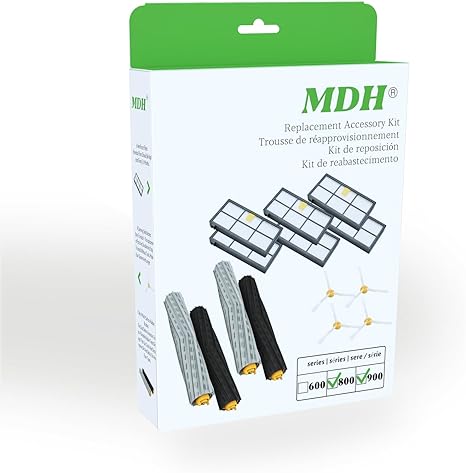 MDH 14 Pack Replacement Parts for iRobot Roomba 800 900 Series Replenishment Kit (6 Filters, 4 Spinning Side Brushes, and 2 Set of Multi-Surface Rubber Brushes
