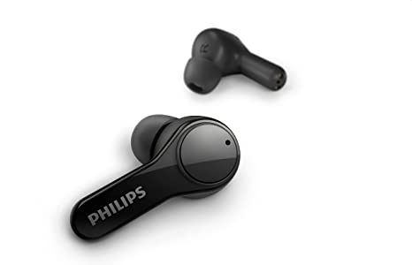 Philips T3217 True Wireless Headphones with Dual-mic Environmental Noise Cancellation for Clear Calls and IPX5 Water Resistance, Black