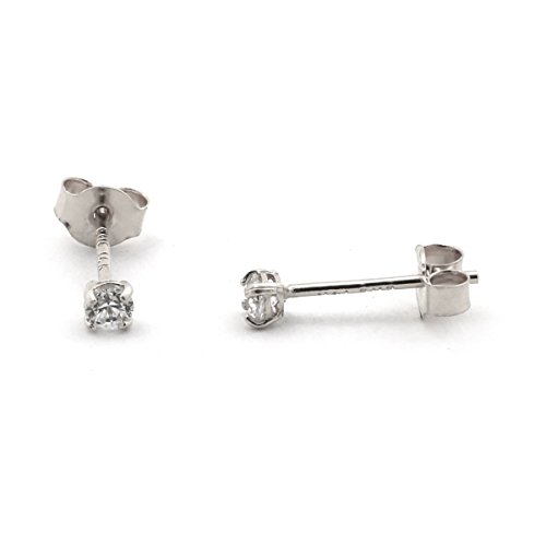 14k Yellow, White or Rose Gold Basket Set Cubic Zirconia Stud Earrings