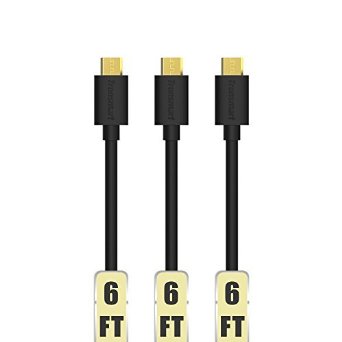 Tronsmart 3 Pack Durable Premium 20AWG Charge Micro USB Cable for Samsung Nexus LG Motorola and More Black 6ft x 3