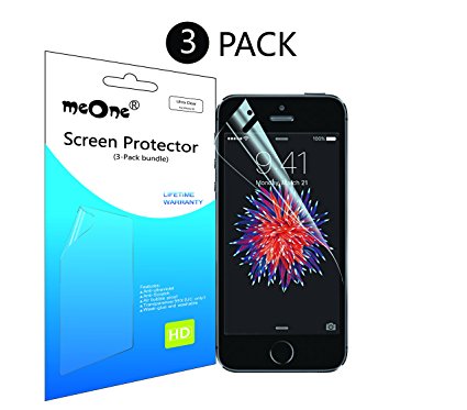 meOne iPhone SE / iPhone 5S /iPhone 5C Screen Protector - High Clear [3-Pack]   Lifetime Replacement Warranty