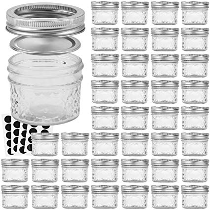 VERONES Mason Jars Canning Jars, 4 OZ Jelly Jars With Regular Lids and Bands, Ideal for Jam, Honey, Wedding Favors, Shower Favors, Baby Foods, DIY Magnetic Spice Jars, 40 PACK