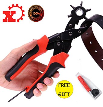 Xmifer Leather Hole Punch Tool for Belts - Professional Shoes,Watch Strap, Saddle, Fabric Hole Puncher- 6 Sizes (2.0mm-4.5mm)