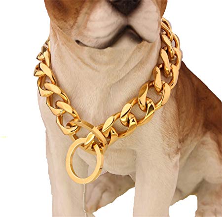 W&W Lifetime Custom Ultra Strong 19MM Slip Chain Dog Collar - for Pit Bull Mastiff Bulldog Big Breeds