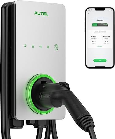 Autel Home Smart Electric Vehicle (EV) Charger up to 50Amp, 240V, Indoor/Outdoor Car Charging Station with Level 2, Wi-Fi and Bluetooth Enabled EVSE, 25-Foot Cable