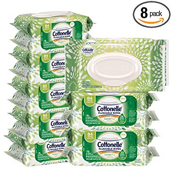 Cottonelle GentlePlus Flushable Wipes with Aloe & Vitamin E, 84ct (Case of 8). 672 Total Wet Wipes