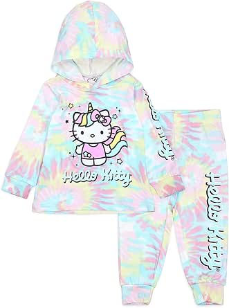 Hello Kitty Sanrio Girls Zip Up Hoodie and Pants Set for Infant, Toddlers, and Big Kids