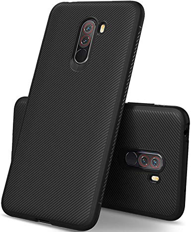 Toppix Case for Xiaomi Pocophone F1, Soft TPU Bumper Flexible [Shock Absorption] [Specialized] Bumper Protective Cover (Black)