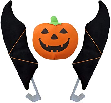 Crusar Halloween Festive Vehicle Costume with Pumpkin and Black Bat Wings