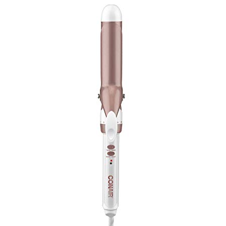 Conair Double Ceramic Curling Iron; 1 1/4-inch Curling Iron; White/Rose Gold