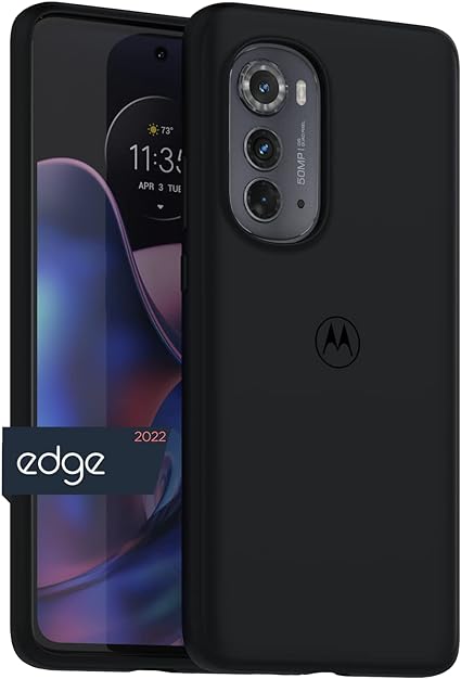 Motorola Moto Edge (2022) Soft Protective Case- Slim Fit- Silicone Coated Exterior, Microfiber Interior Lining, Precision Cutouts, Shock Absorbing Covers- Black [NOT for Edge Plus 2022]