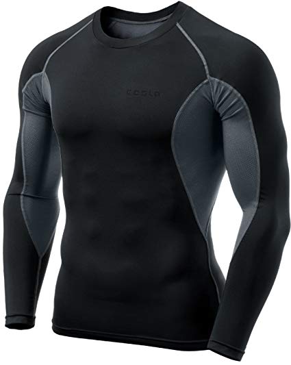 Tesla Men's Mesh-Side-Back Panel Long-Sleeved T-Shirt Compression Baselayer MUD71/R19