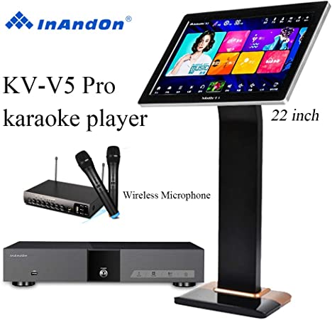 InAndon KV-V5 Pro Karaoke Player, With Wireless Mic,22'' Capacitive Touch Screen Intelligent Voice Keying Machine Real-time score The newest sty (KV-V5 Pro 8TB HD 22" Touch Screen)
