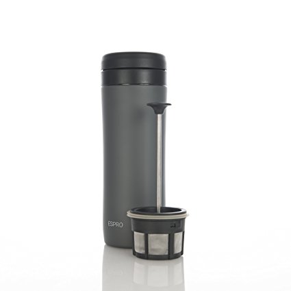 Espro Travel Coffee Press, Stainless Steel, 12 oz (Gunmental Grey)