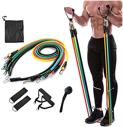 ADTALA Resistance Bands Set, Including 5 Stackable Exercise Bands with Door Anchor, Ankle Straps, Carrying Case & Guide Ebook - for Resistance Training, Physical Therapy, Home Workouts, Yoga