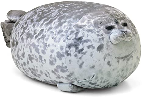Chubby Seal Plush Pillow Stuffed Animals Plush Toys Cute Seal Plush Lifelike Ocean Pillow Soft Cotton Stuffed Cushion Christmas Gift Toy Birthday Gift for Children/ Friends/ Families Hugging Toy 15.7”