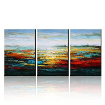Asmork Modern Art Oil Paintings - Canvas Wall Art - Southwest Art Landscape Oil Painting On Canvas - Modern Wall Art - Home Decor Ready To Hang Hand-Painted Abstract Artwork - Best Buy Gift- Set of 3