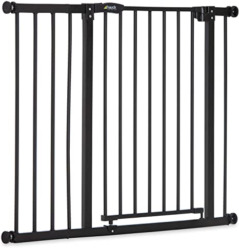 Hauck Close N Stop Metal Stair Gate   21 cm Extension, Safety Gate for Kids for Openings 96 - 101 cm, Pressure Fit, No Drilling, Compatible with Y-Spindle for Railings - Charcoal Grey