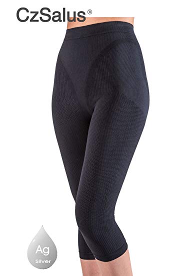 Limited Special Offer of Anti cellulite slimming capri pants   silver - Black size M
