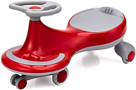 BABY JOY Wiggle Car for Kids, Swing Car with LED Flashing Wheels, No Batteries, Gears or Pedals, Uses Twist, Turn, Wiggle Movement to Steer, Ride-on Toy for Boys Girls 3 Year Old and Up (Red)