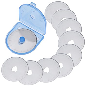 Rovtop 10Pcs Rotary Cutter Blades, Fits Fiskars, Olfa, Truecut for Cutting Multiple Layers of Fabric, Paper, Felt and Vinyl