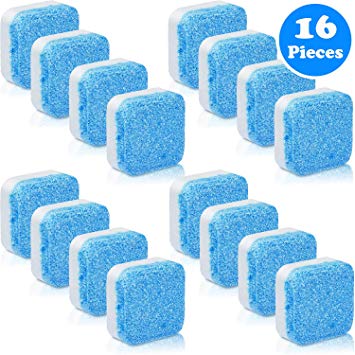 16 Pieces Solid Washing Machine Cleaner Effervescent Tablet Washer Cleaner Deep Cleaning Remover with Triple Decontamination for Bath Room Kitchen