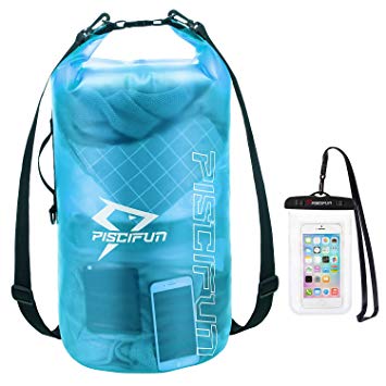 Piscifun Waterproof Dry Bag with Phone Case for Women and Men, Transparent Dry Bag 2L/5L/10L/20L/30L/40L, Lightweight Dry Bag Backpack for Beach, Swimming, Boating, Kayaking, Surfing and Fishing
