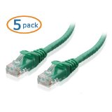 Cable Matters 5-Pack Cat6 Snagless Ethernet Patch Cable in Green 1 Foot