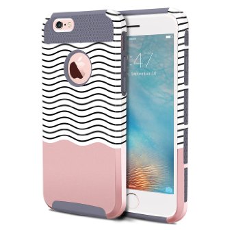 iPhone 6 Cases, iPhone 6S Case, BENTOBEN 2 Piece Ultra Slim iPhone 6 Covers Hard Shell Soft TPU Dual Layer Shockproof Bumper Chevron Wave Hybrid Protective Covers for iPhone 6 6S 4.7 Inch, Grey