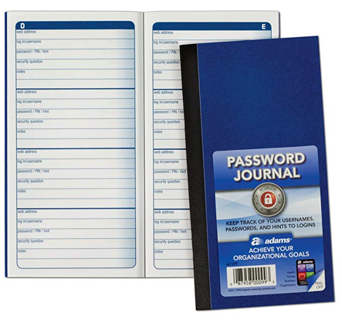 Adams Password Journal, 6.25 x 3.25 Inches (APJ99)