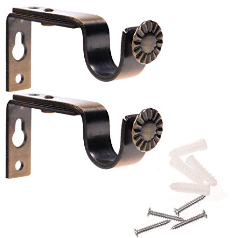 BCP Set of 2 Bronze Color Heavy Duty Curtain Rod Brackets for 3/4 or 5/8 Inch Rod