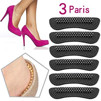 ALBBG Heel Cushion Pads for Womens and Mens- Foot Care Protector,High Heel Inserts, Anti-Slip Heel Grips Liner Self-Adhesive Shoe Insoles, 3 Pairs, 3 thicknesses (Black, Thick)