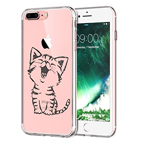 iPhone 7 Plus Case,iPhone 8 Plus Case,LUOLNH China Rose Series TPU Bumper Soft Protective Slim Flexible Silicone Glossy Skin Cover Case for iPhone 7 Plus/8 Plus -Cat