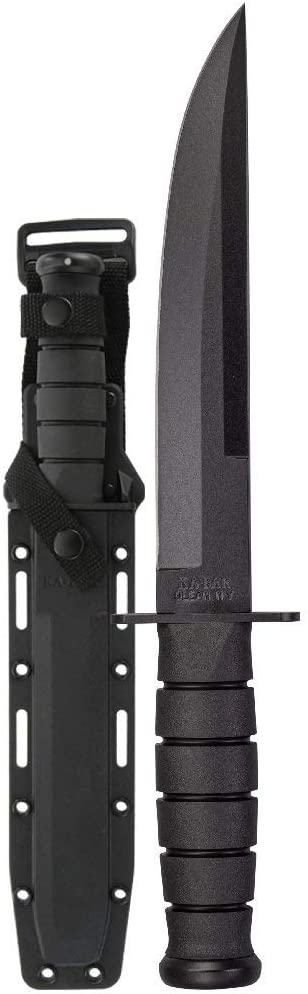 KA-BAR Modified Tanto Fixed 8 in Blade Kraton Handle, Black, Model:1266